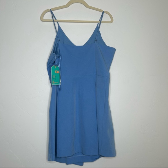 NWT Gianni Bini Mini Dress Blue Faux Wrap Wedding Guest Summer Dress Size XL - Picture 2 of 13